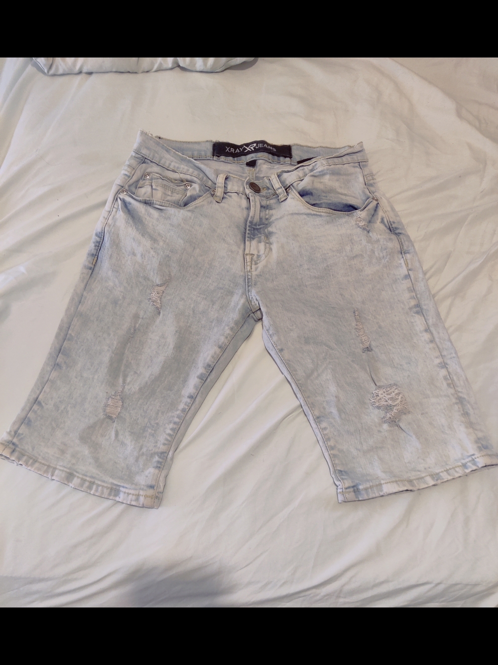 Xray Jeans Mens Light Wash Distressed Jorts Jean Shorts Ripped Streetwear